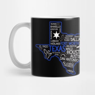 Fort Worth Texas cute map San Antonio Austin El Paso Dallas TX state Mug